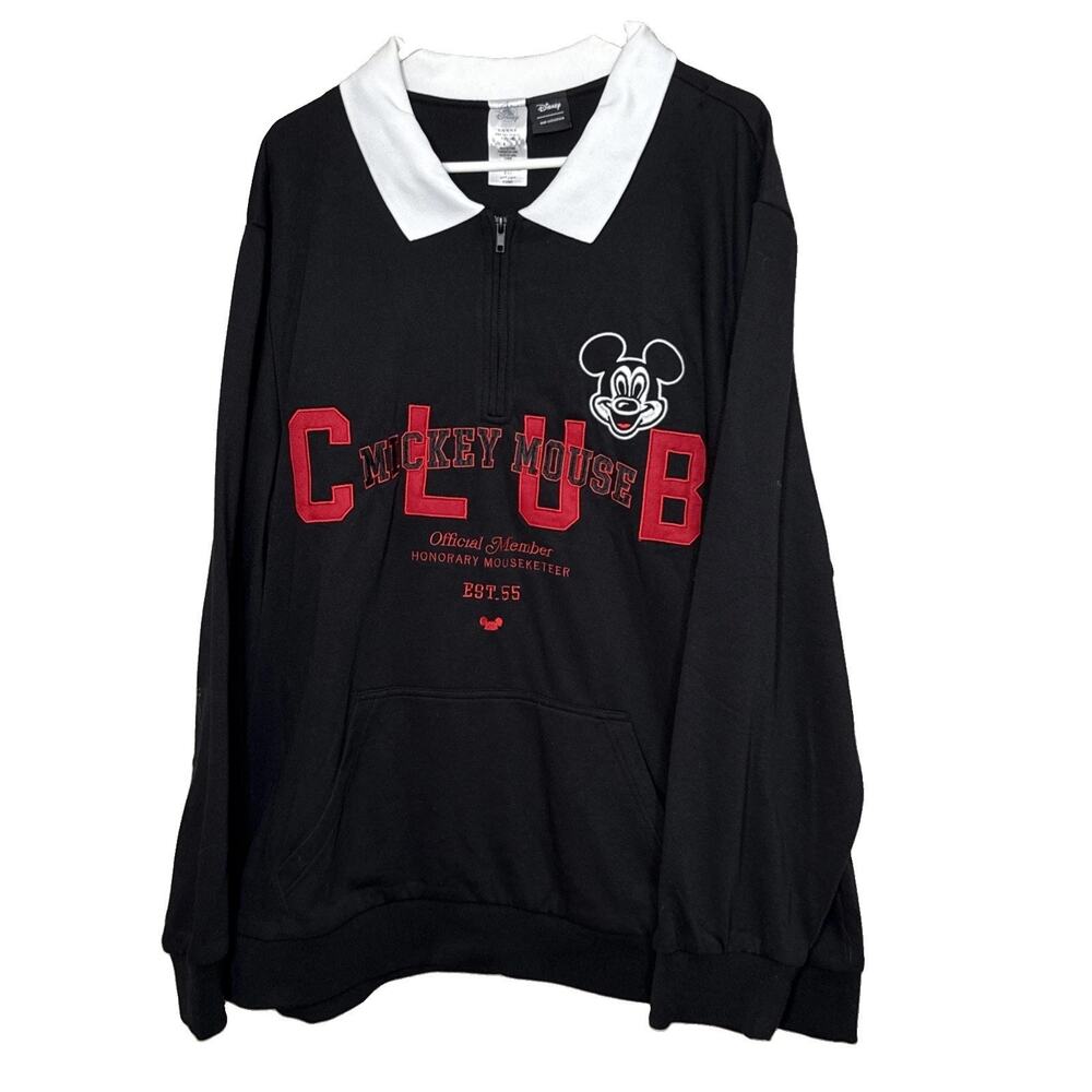 Disney Mickey Mouse Club Quarter Zip Pullover Black Red White Size 3X